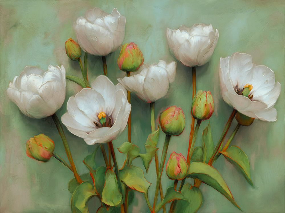 White Tulips on Jade